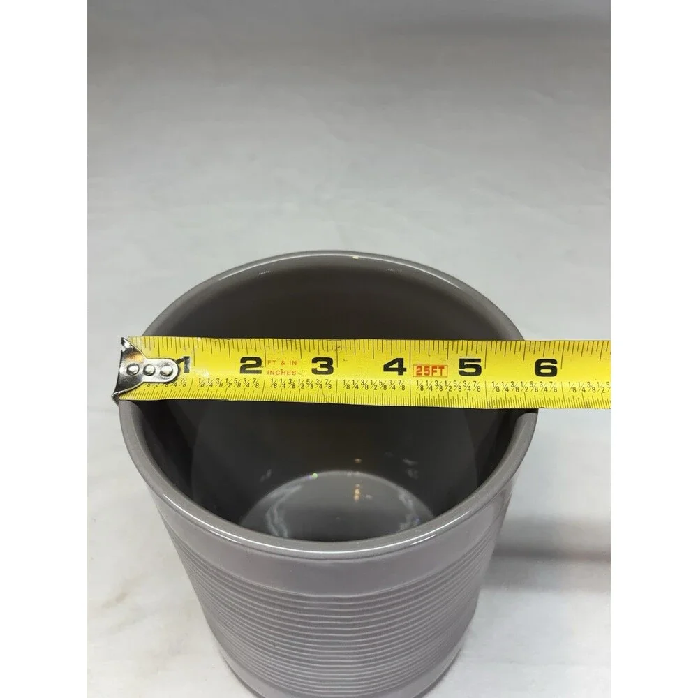 Sur La Table Terracotta Utensil Holder Diameter 5.75” Height 6.75” Gray Ribbed